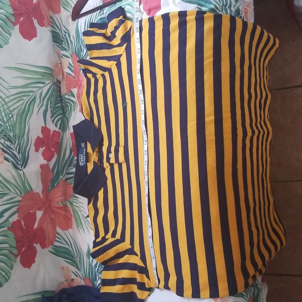 NWOT POLO by RALPH LAUREN Blue Yellow Striped Polo Shirt Short Sleeves MeN XXL - Picture 6 of 8